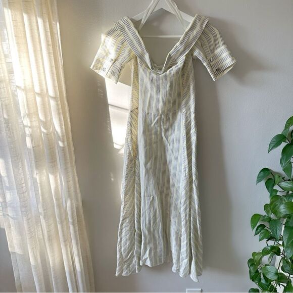 Veronica Beard Heath Linen Striped Midi Dress - Picture 6 of 11